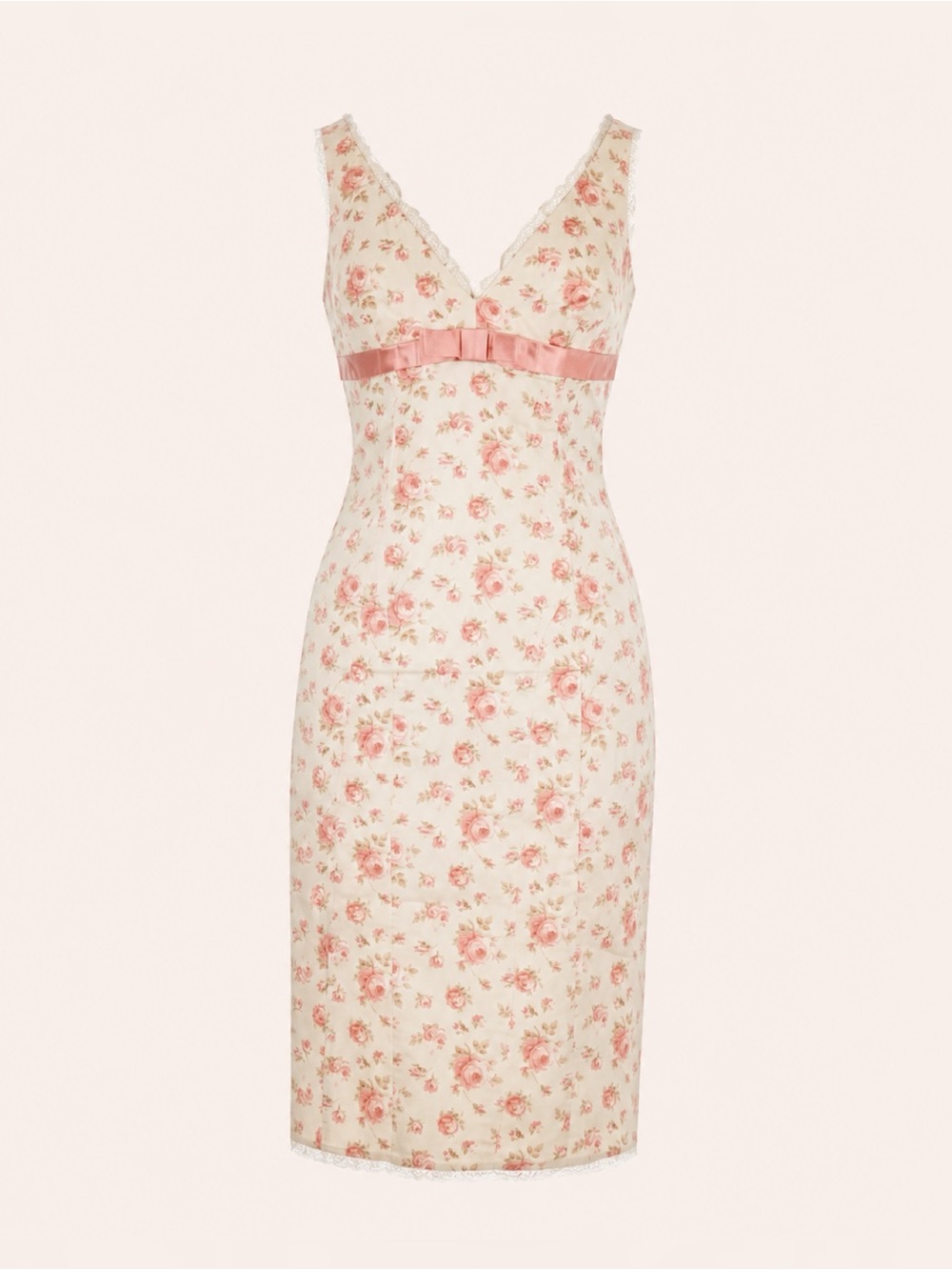 Betsey Johnson Vintage Floral Silk & Cotton Lace Midi Dress Size 8